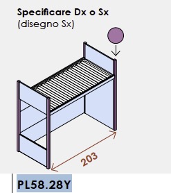 Letto soppalco per camerette, finitura Ciliegio bianco e Albicocca
