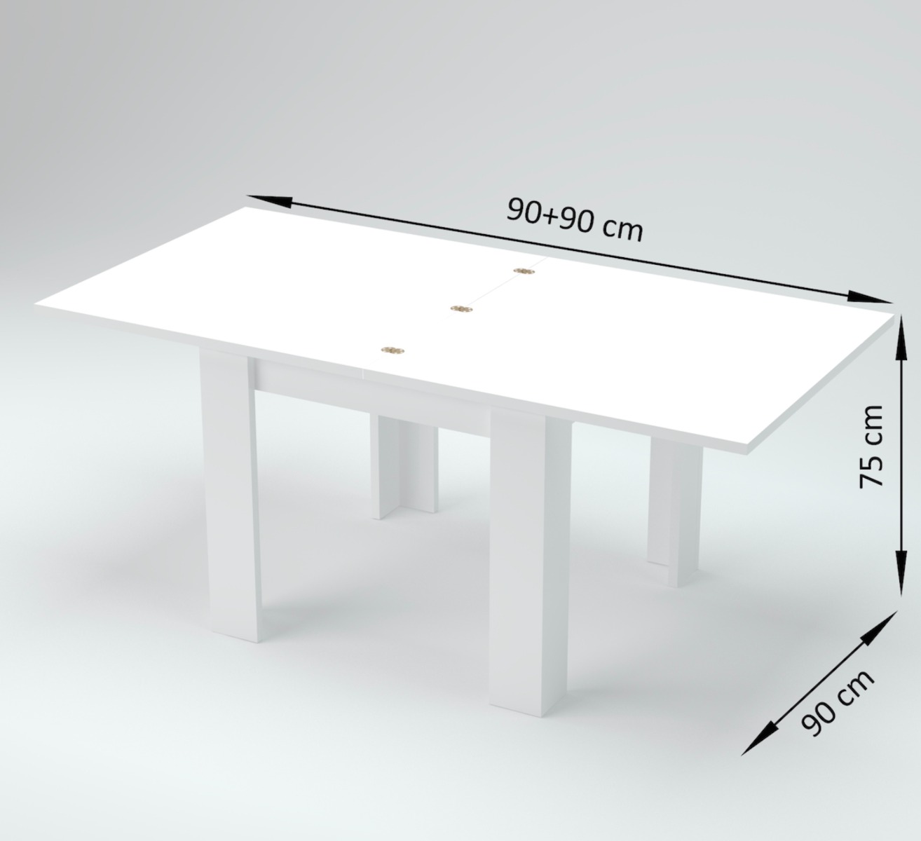 Sala da pranzo composta da vetrina, tavolo e credenza finitura bianco lucido 