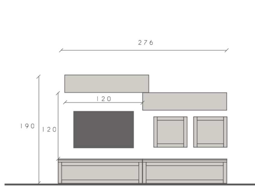 Aggiungi al carrello Parete attrezzata 276x40x190 h cm, Argilla e Mercure, collezione Logica
