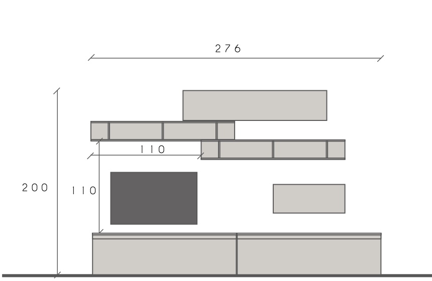 Parete attrezzata Argilla, Cadiz e Lava