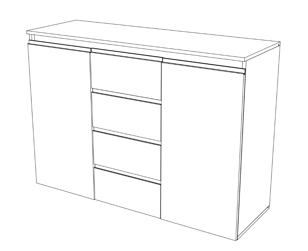 Innovativa Madia 2 ante e 4 cassetti, Antracite lucido 