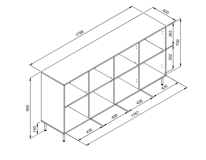 offerta Elegante Madia 4 ante finitura Blu scuro