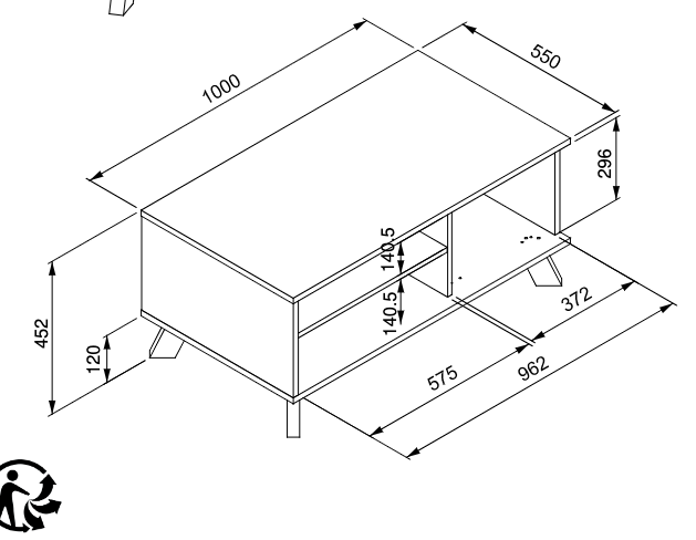 Tavolino stile nordico, finitura Quercia del Nord conveniente