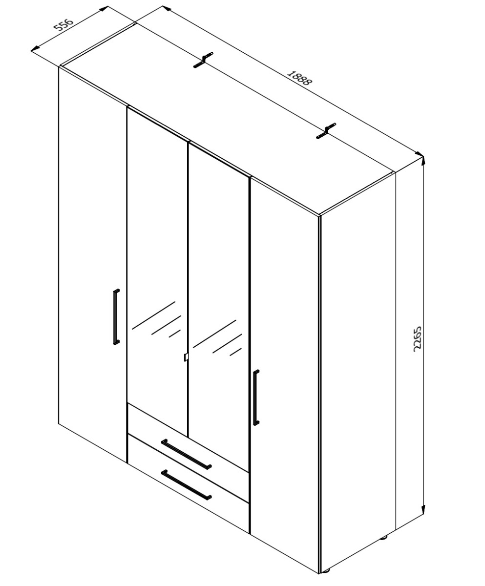 nuovo Offerte Black friday, Armadio 4 ante di design con specchi