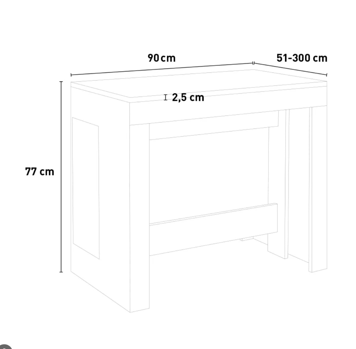Consolle bianco lucido allungabile, L.300 cm