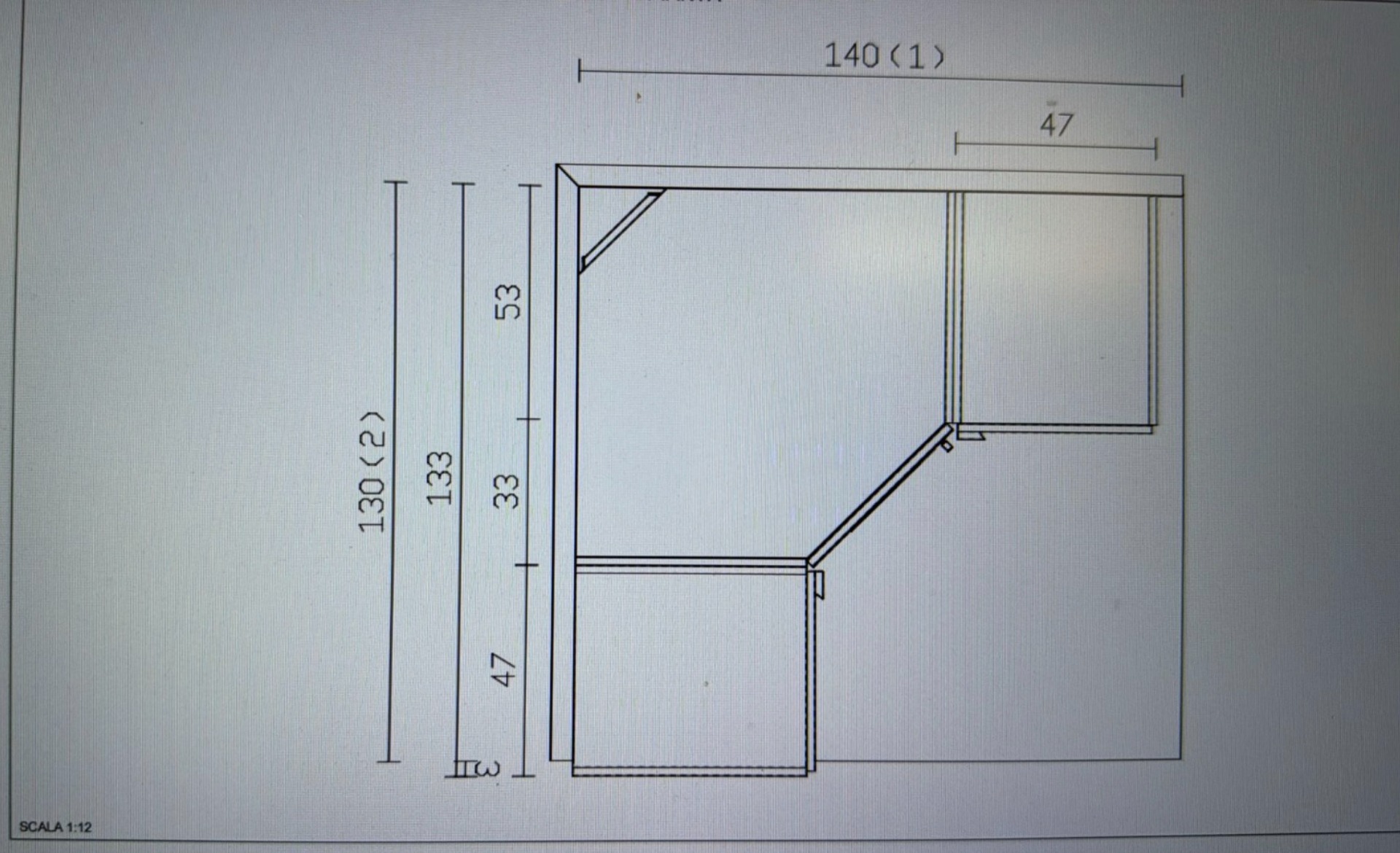 Progetto Armadio angolare  Noce biondo e Orzo, Made in Italy
