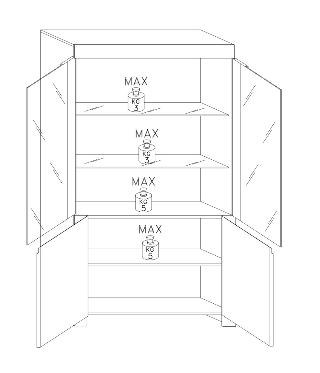 Vetrina moderna 2 colonne, di design, Alba