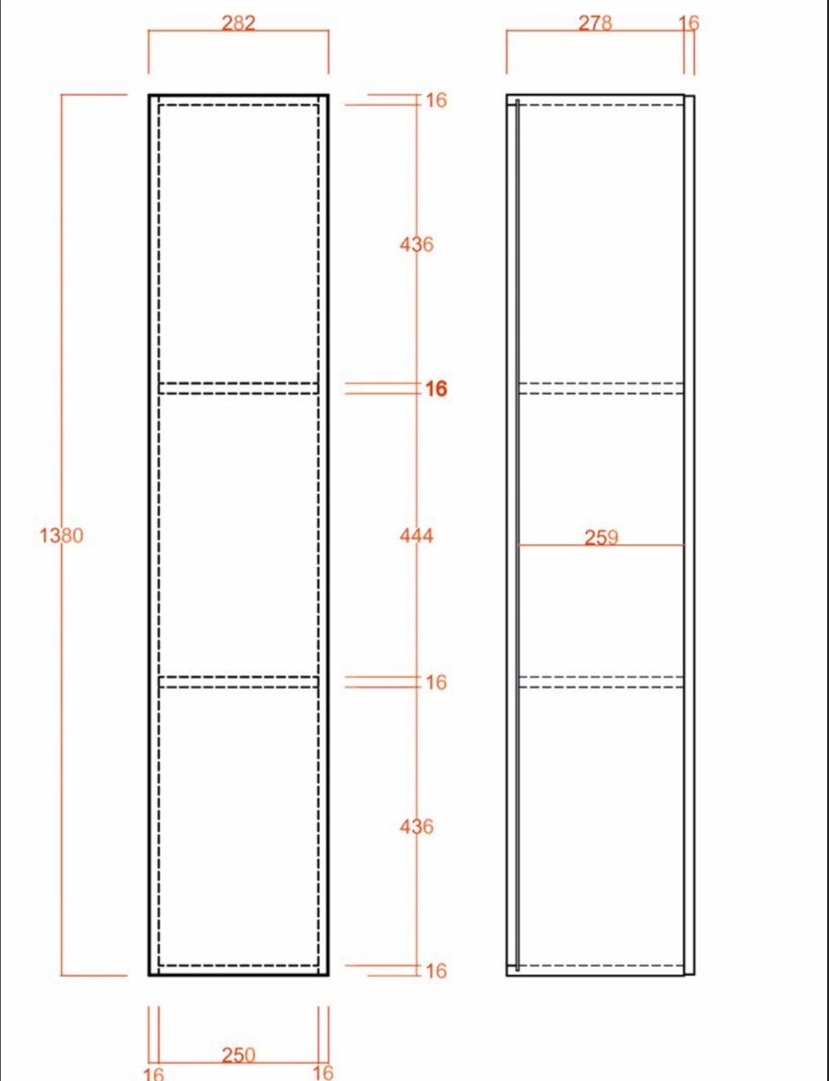 Due pensili bagno sospesi, finitura Bianco Laccato Lucido