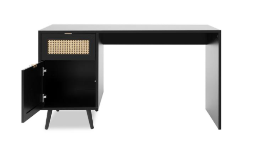 Scrivania Arendal con cassettiera, finitura Nero con dettagli Oro