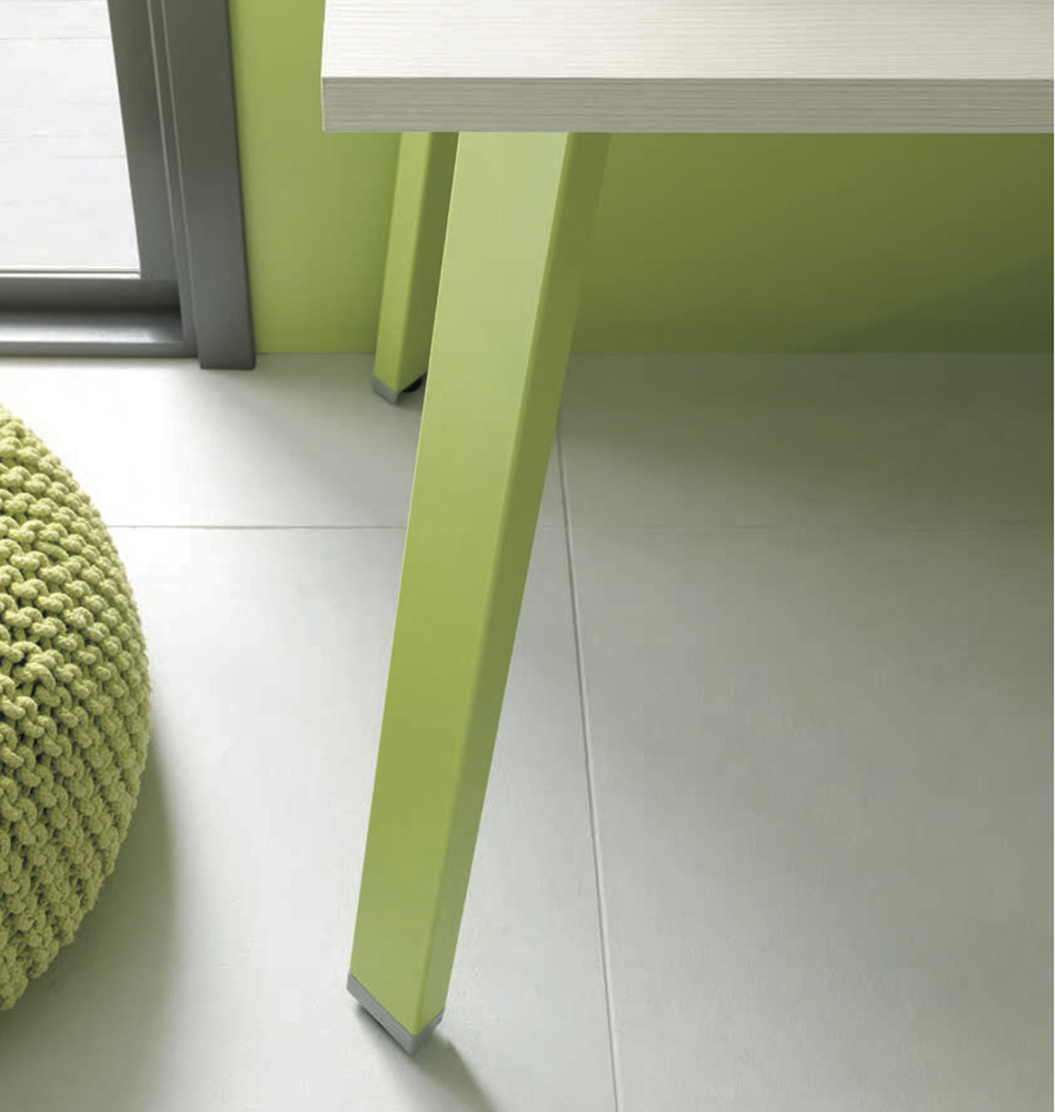 Scrivania bambini con cassettiera Moretti Compact, finitura Betulla e Verde cedro