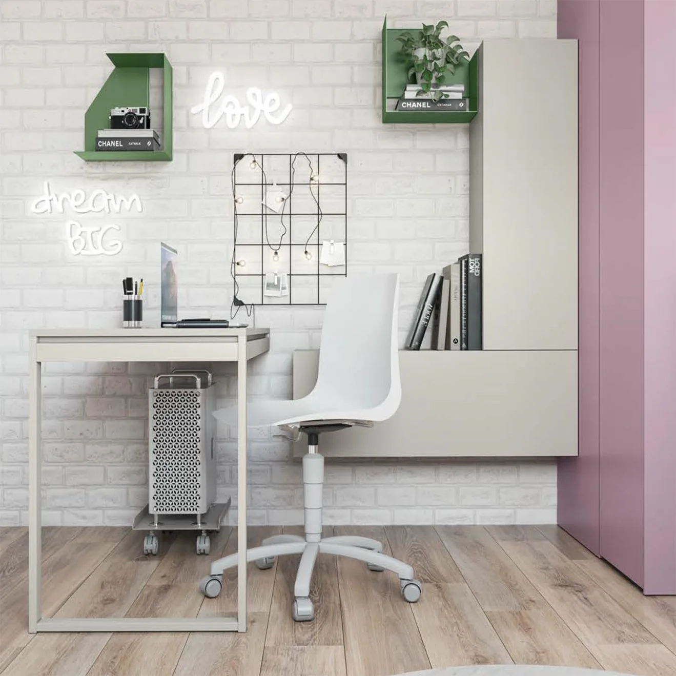 scrivania a muro quarzo