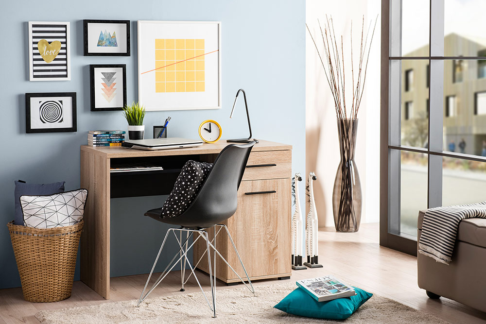 Scrivania moderna per cameretta, finitura Rovere 