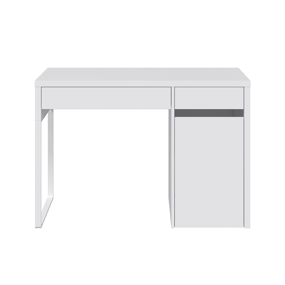 Scrivania reversibile 2 cassetti, 1 anta, finitura Bianco opaco