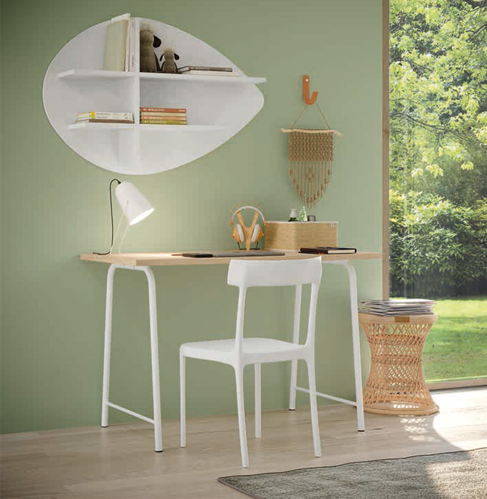 Scrivania Royal oak e Bianco opaco, L.90