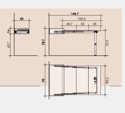 Scrivania salvaspazio estraibile, finitura Ciliegio bianco e Cipria