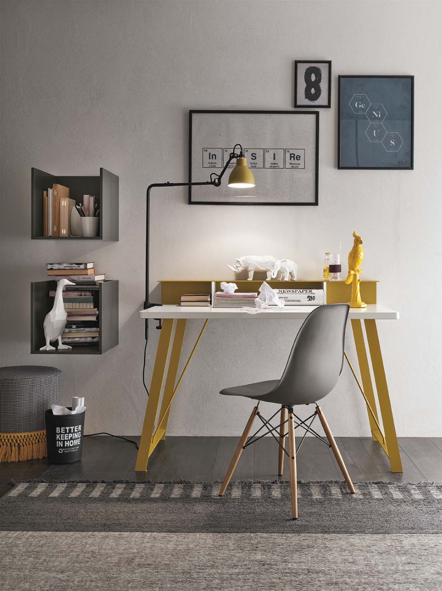 Scrivania gialla e Bianco gesso per camerette