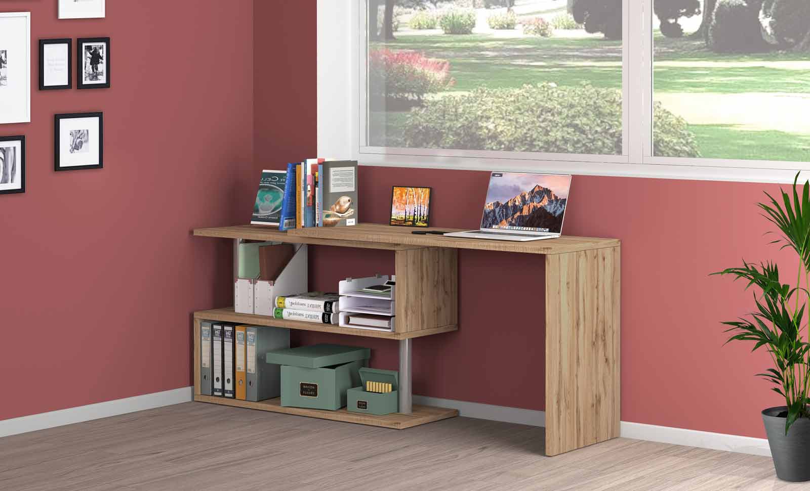 Scrivania pluriposizionabile finitura Wotan, Made in Italy