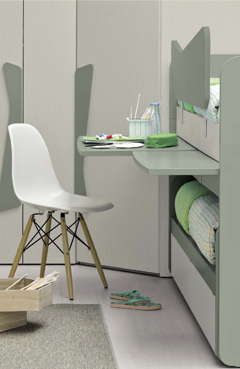 Letto multifunzionale 3 posti, finitura Rovere dorian e Agave