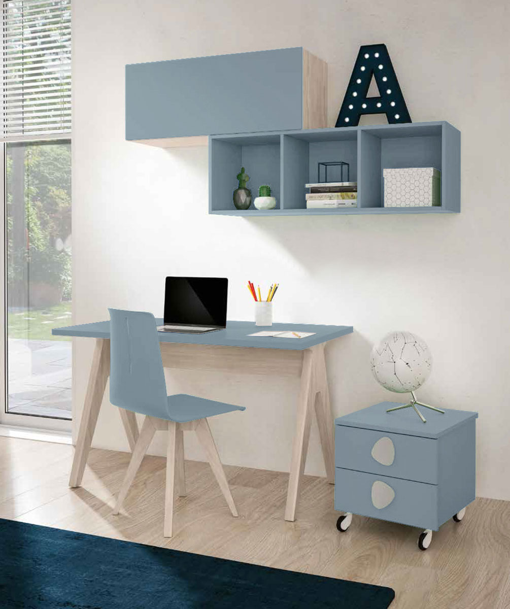 Scrivania per camerette con piana Carta da zucchero e gambe Olmo Natura
