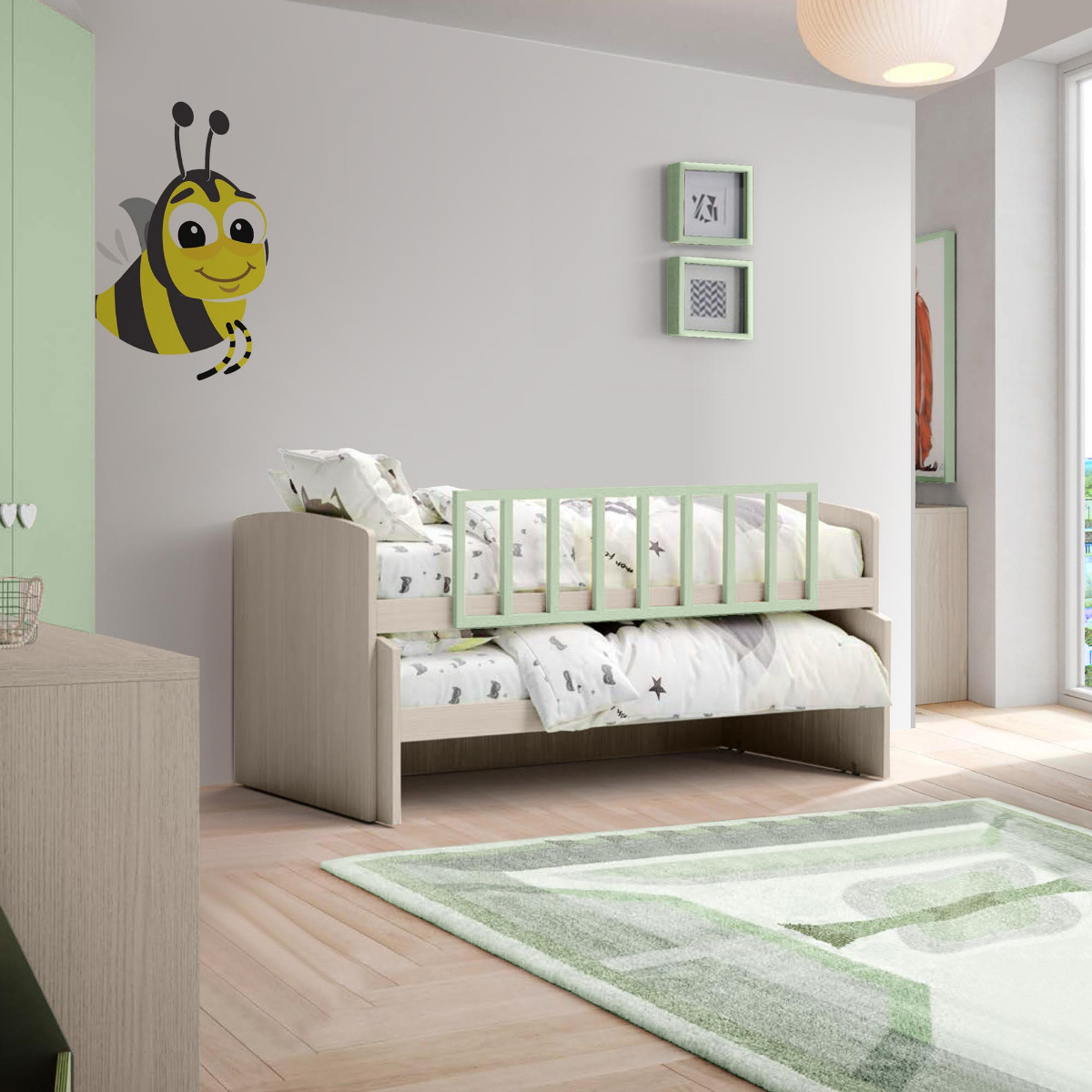 letti sovrapposti con protezione