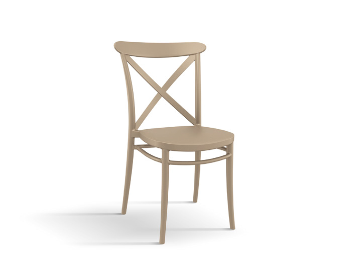 Sedia per uso interno ed esterno, in polipropilene colore tortora