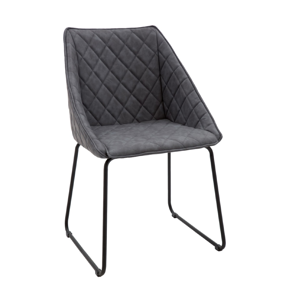 Sedia moderna in similpelle grigio a rombi