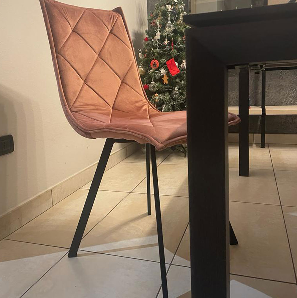 Sedia di design in velluto, colore Rosa