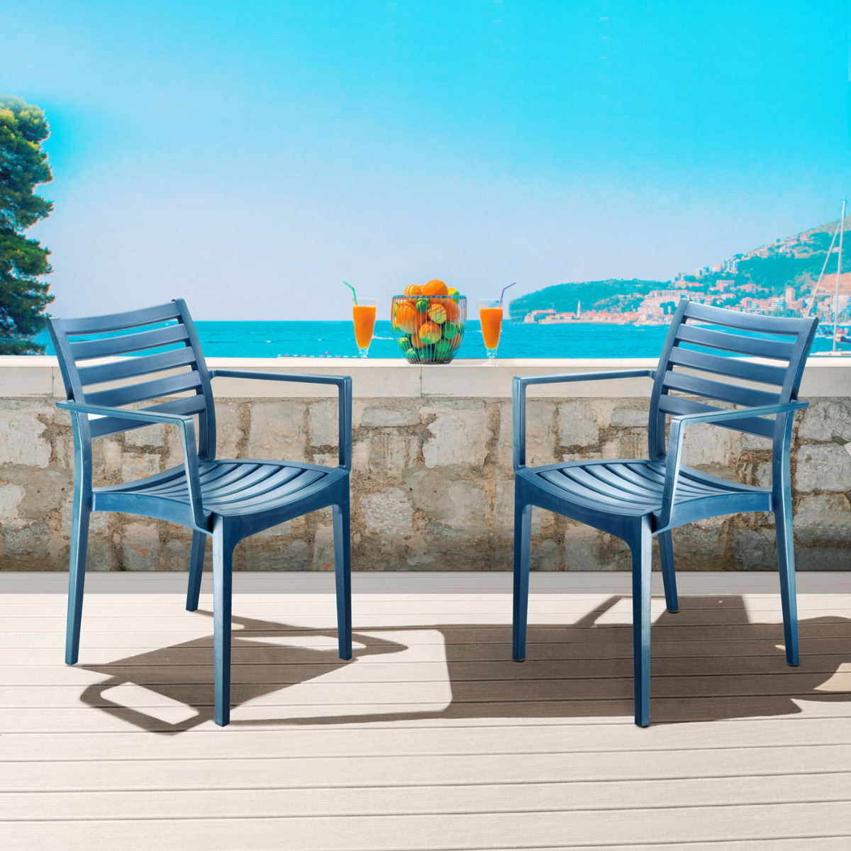 sedie moderno per mare o giardino finitura petrolio