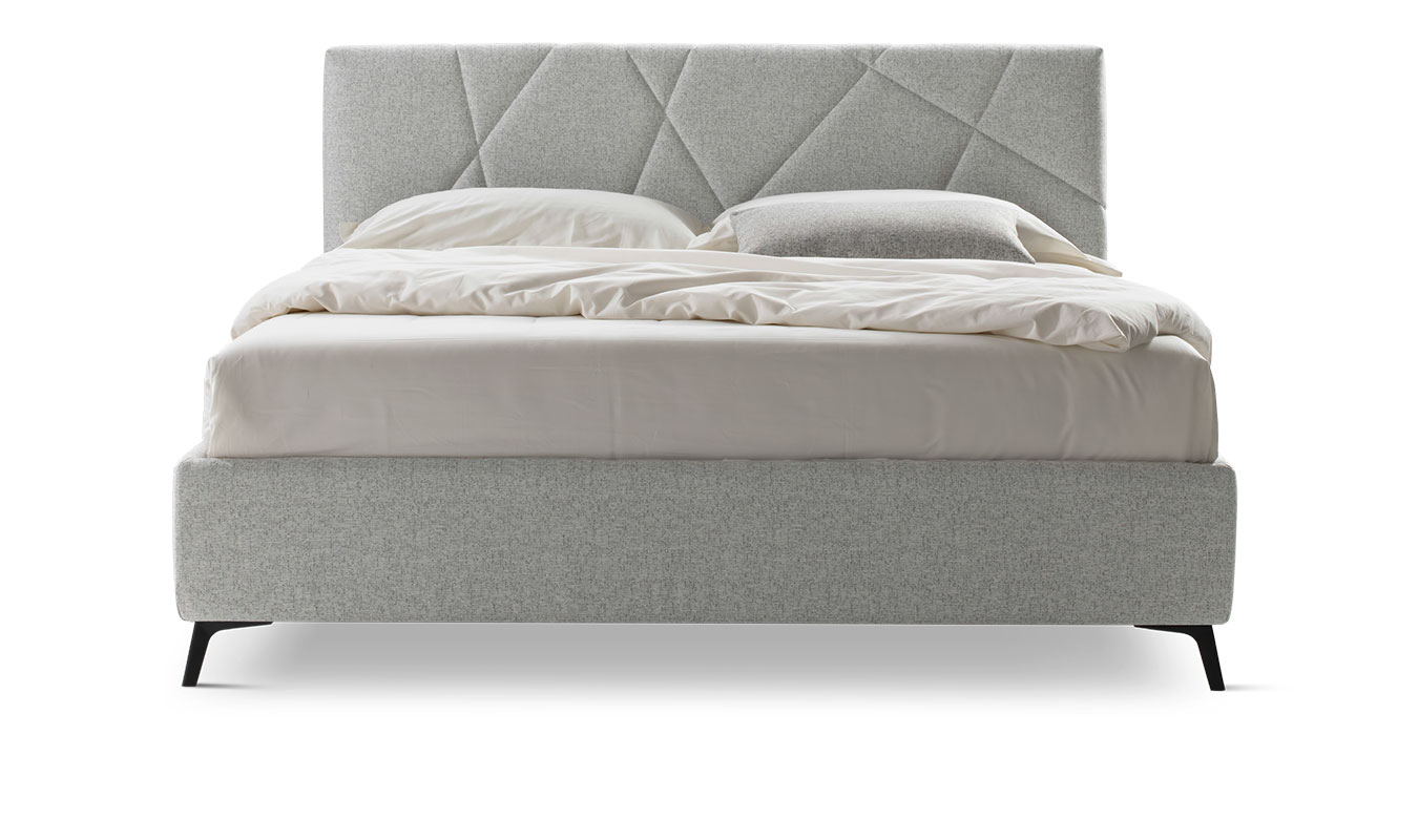 Letto matrimoniale Seginus con contenitore in tessuto in finitura Grigio seta