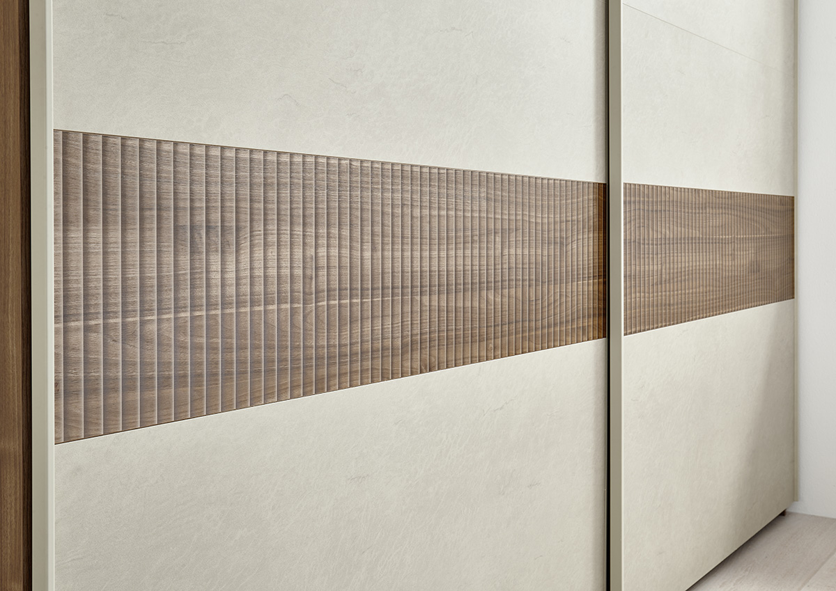 SPEDIZIONE GRATUITA - Armadio 2 ante scorrevoli Noce Scuro, Argilla e Serigrafia Noce