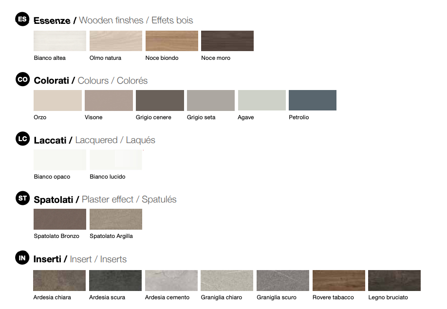 Comodini con top in vetro, finitura Orzo e Marmo bianco
