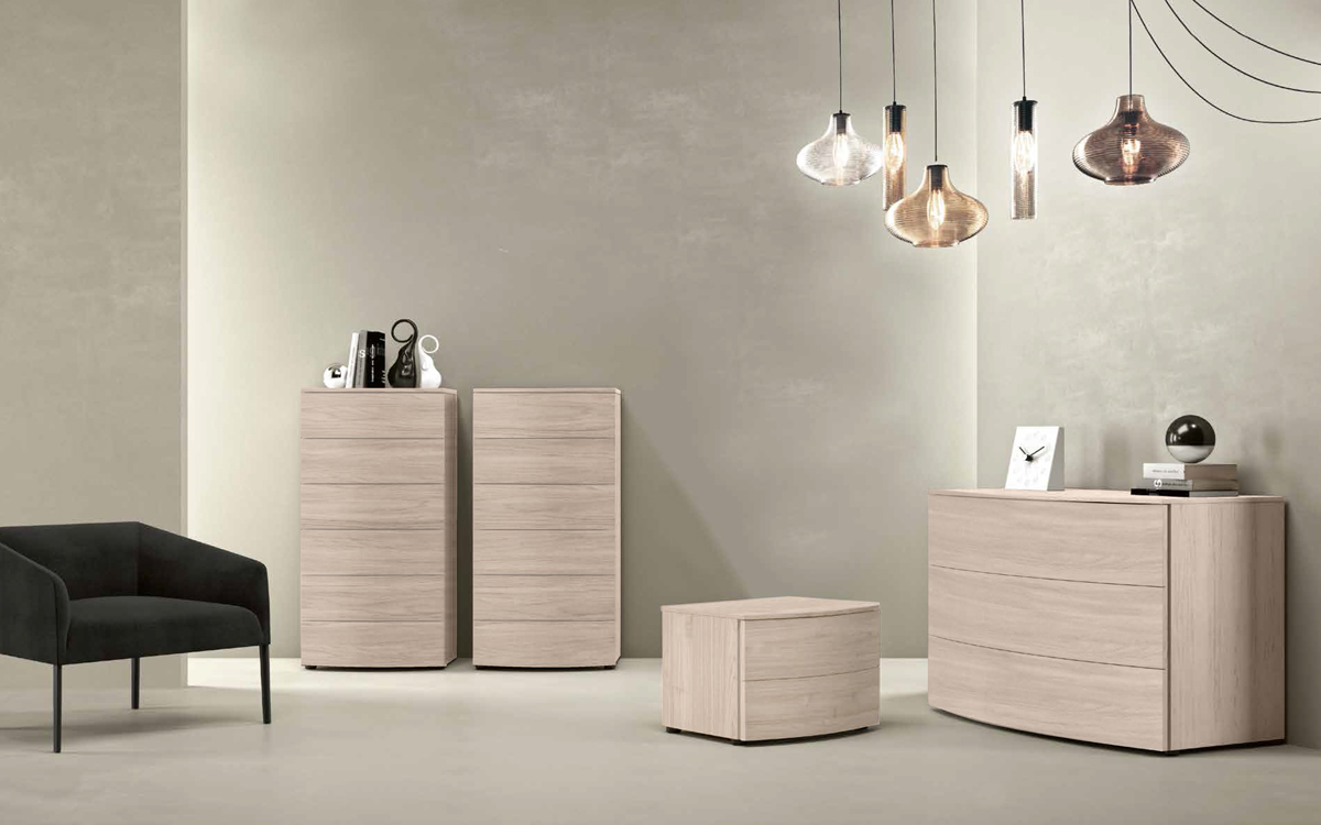 Settimino 6 cassetti con guide ammortizzate, finitura Olmo natura