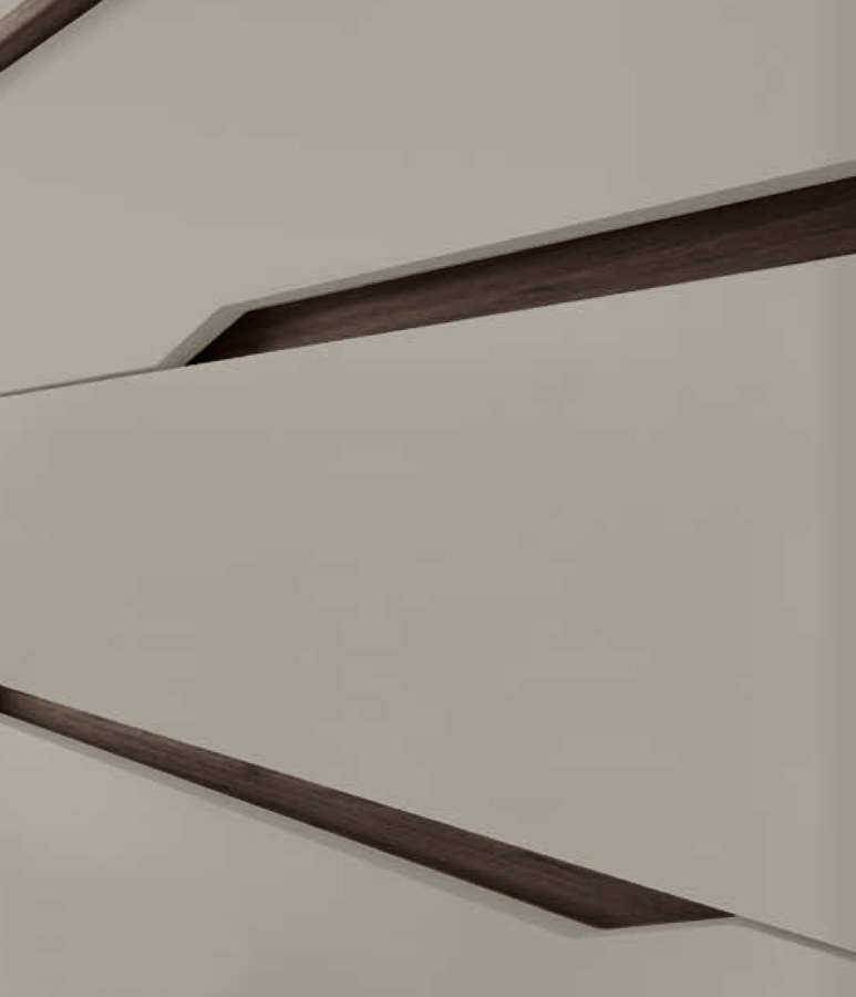 Set moderno comò e comodini Noce moro e Grigio seta