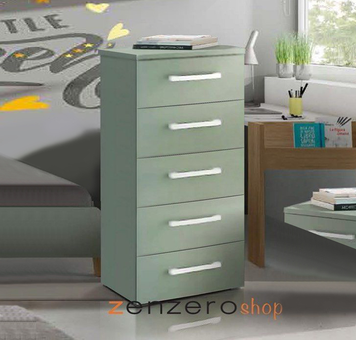 Settimino moderno per camere e camerette, finitura Agave