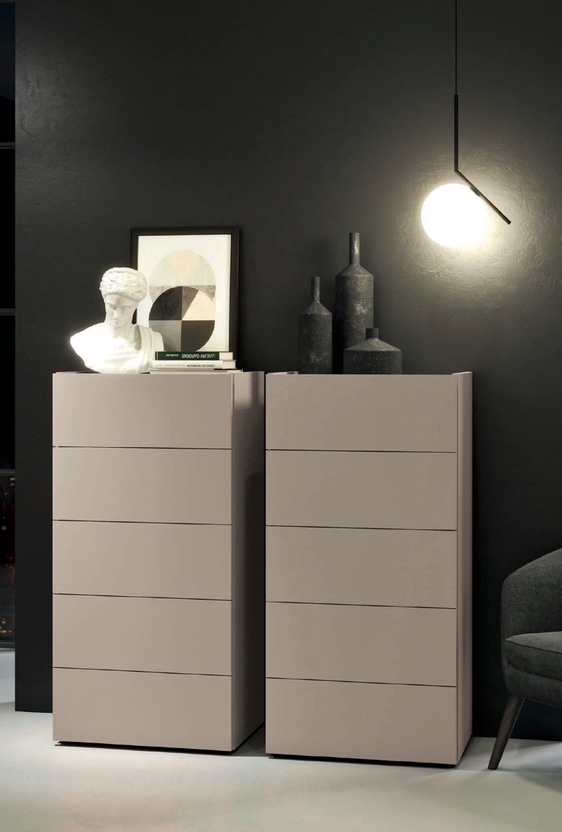 Settimino 5 cassetti moderno in finitura Canapa
