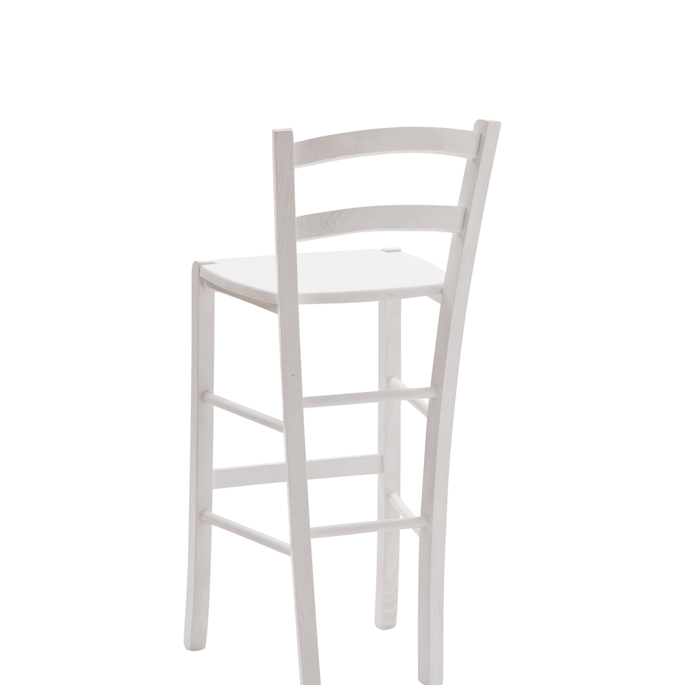 Sgabello con fondino in legno, laccato bianco