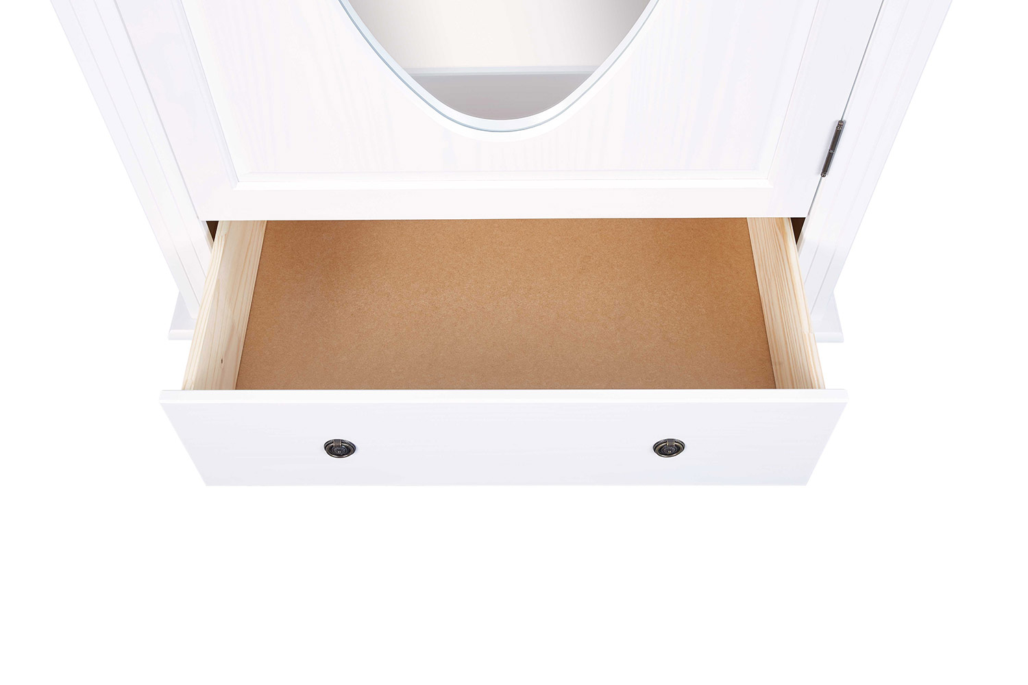 Armadio con piedini e un'anta con specchio in finitura bianco