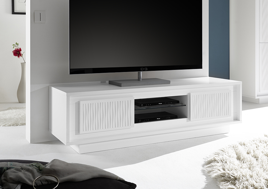 Porta TV a 2 ante bianco opaco, frontali serigrafia sigaretta