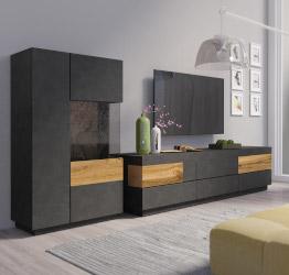 Mobile da soggiorno, porta TV rovere naturale e antracite