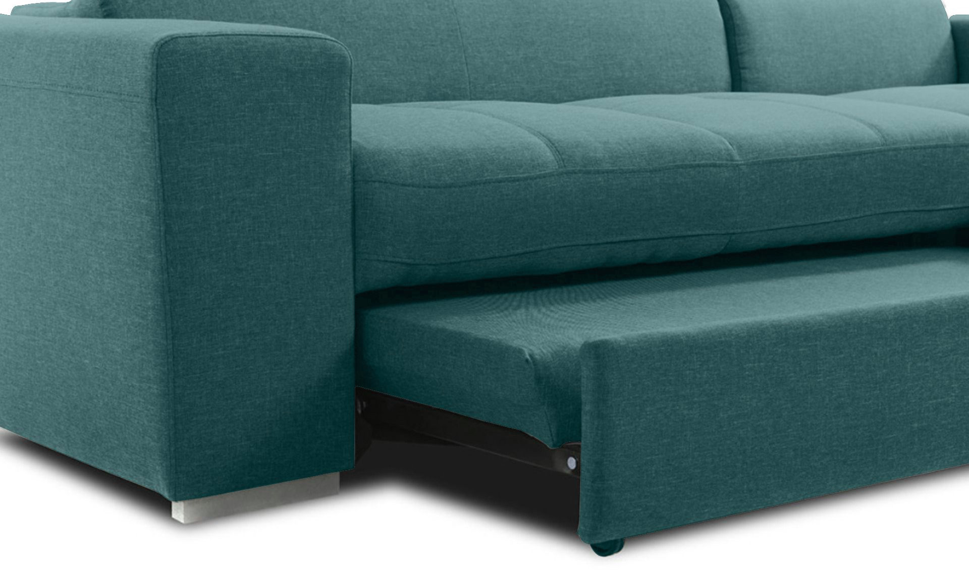 Divano moderno trasformabile Pilatus, divano letto Verde Smeraldo, made in Italy