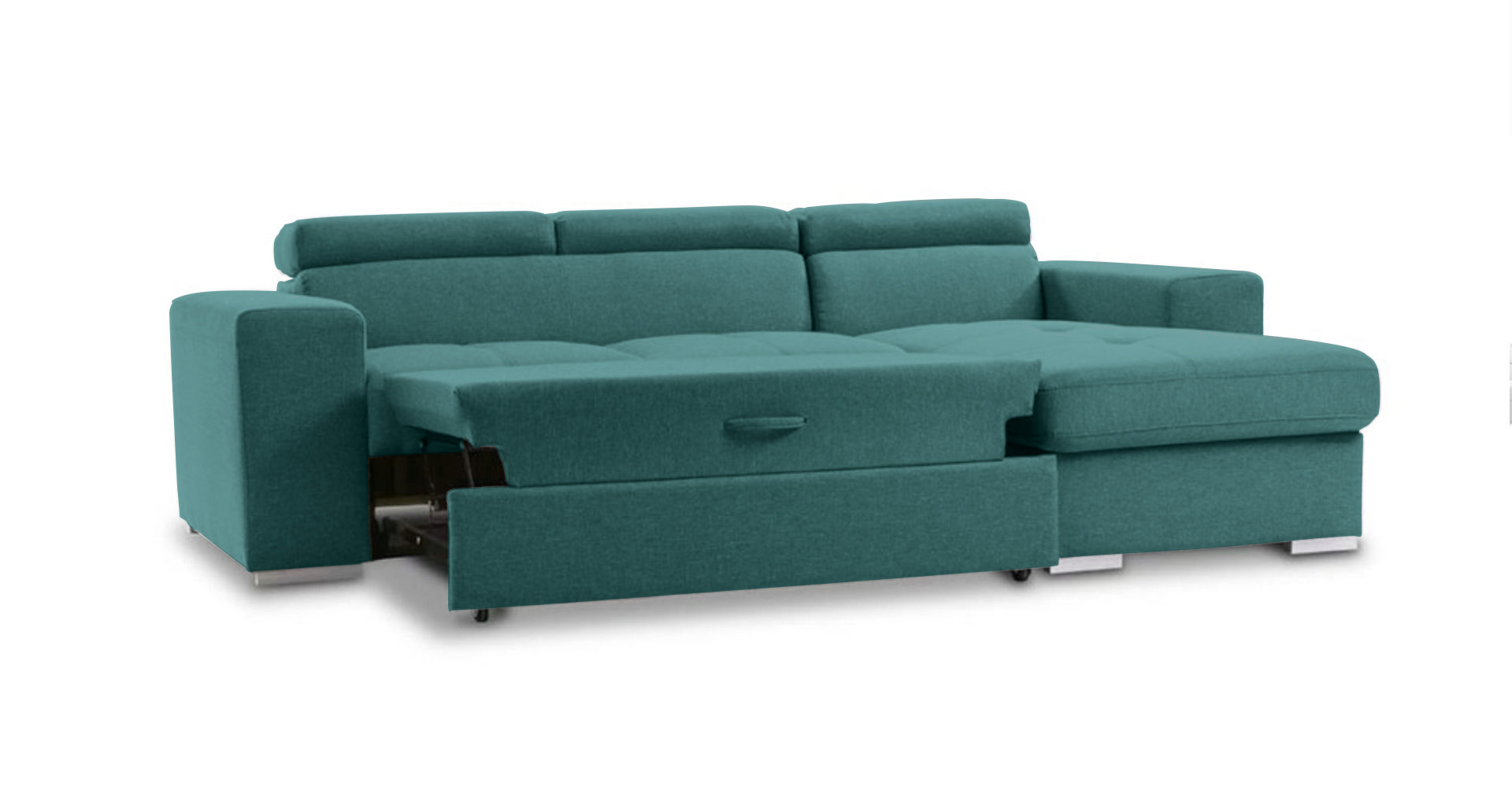 Divano moderno trasformabile Pilatus, divano letto Verde Smeraldo, made in Italy