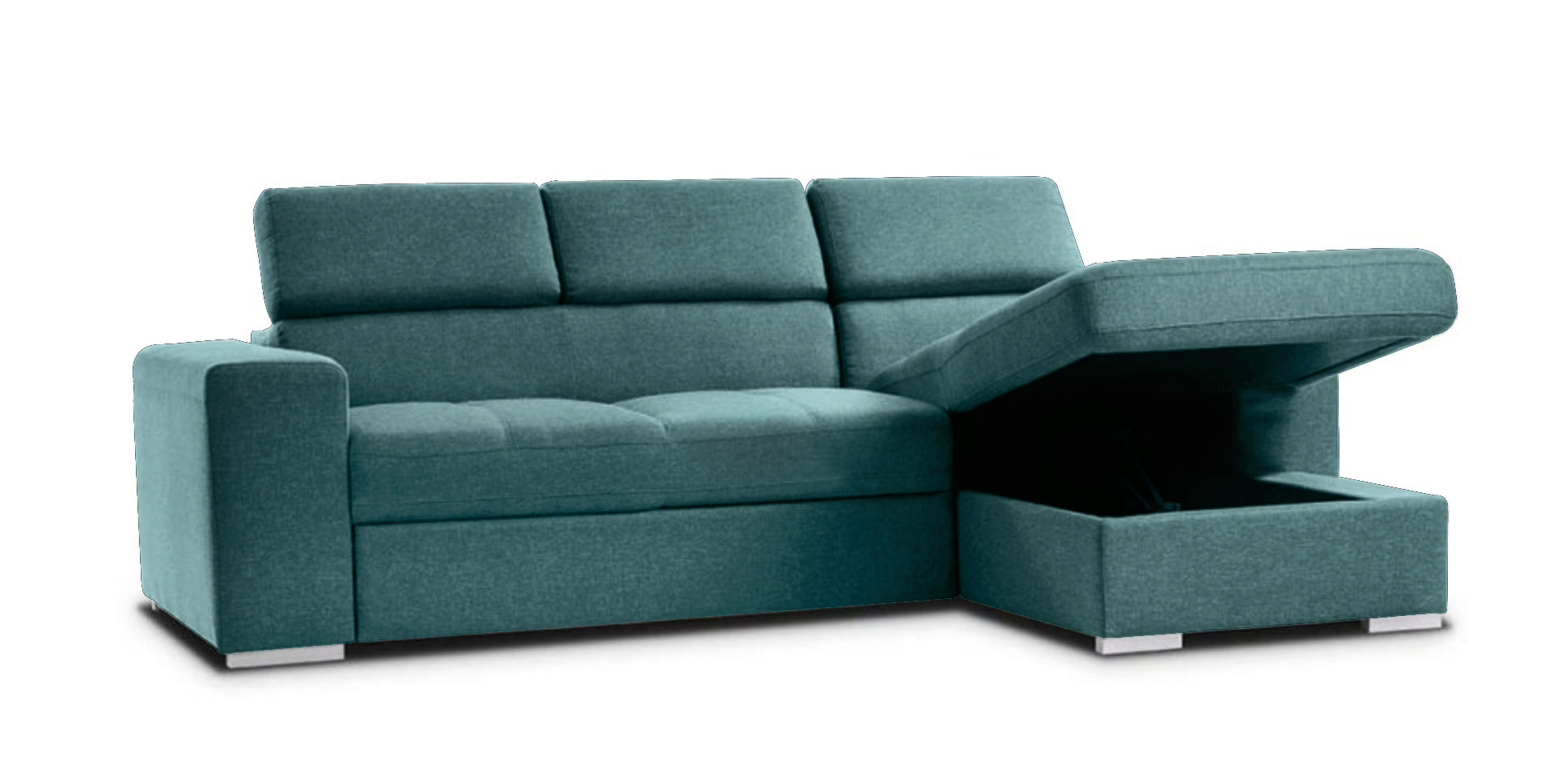Divano moderno trasformabile Pilatus, divano letto Verde Smeraldo, made in Italy