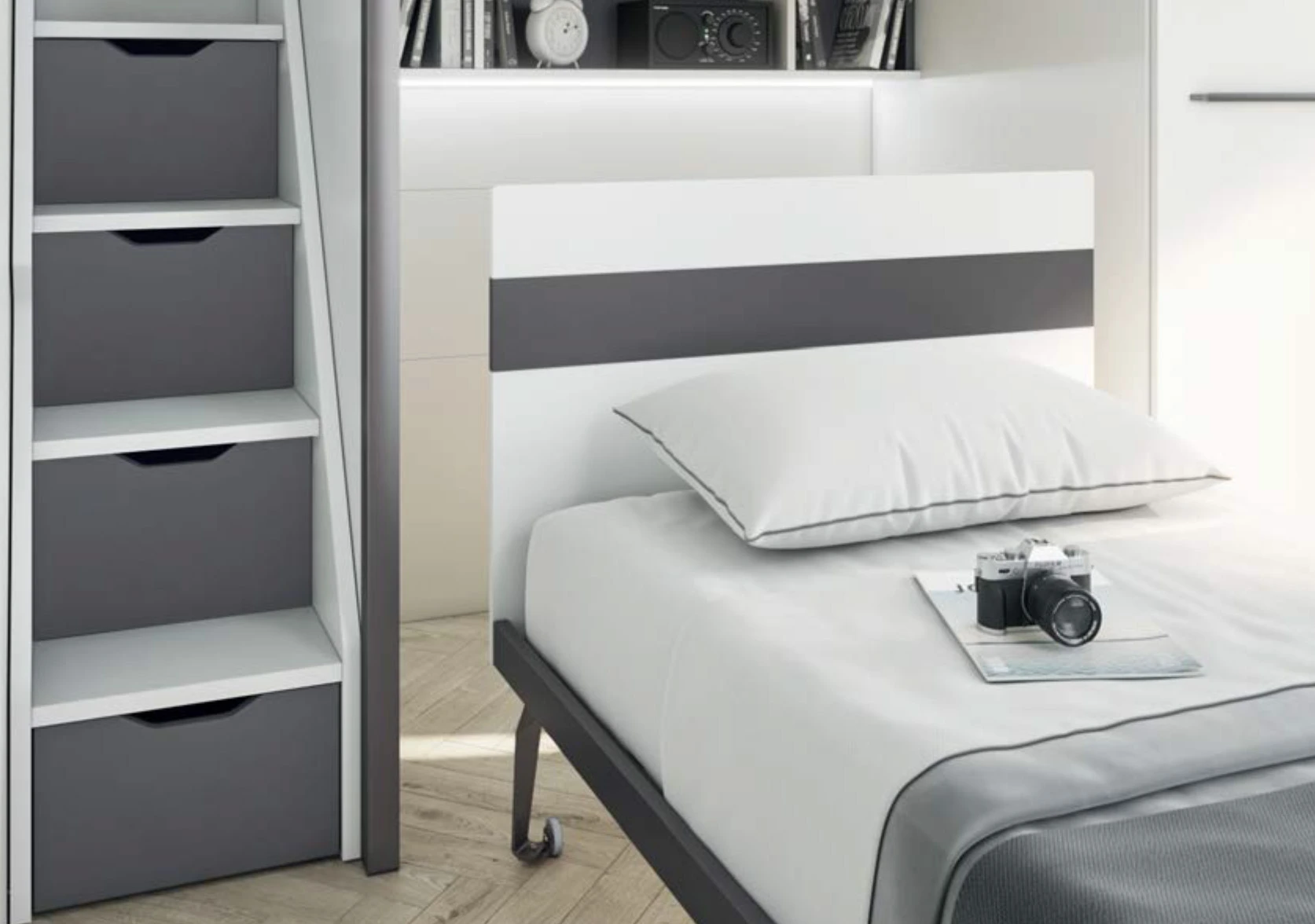 letto soppalco bianco luce