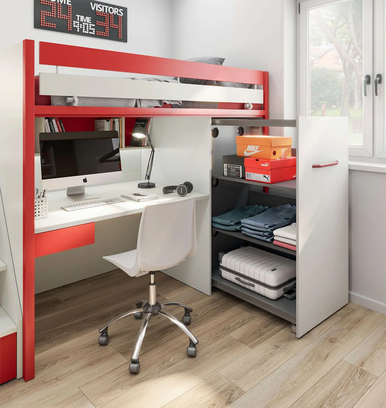 soppalco rosso con passerella