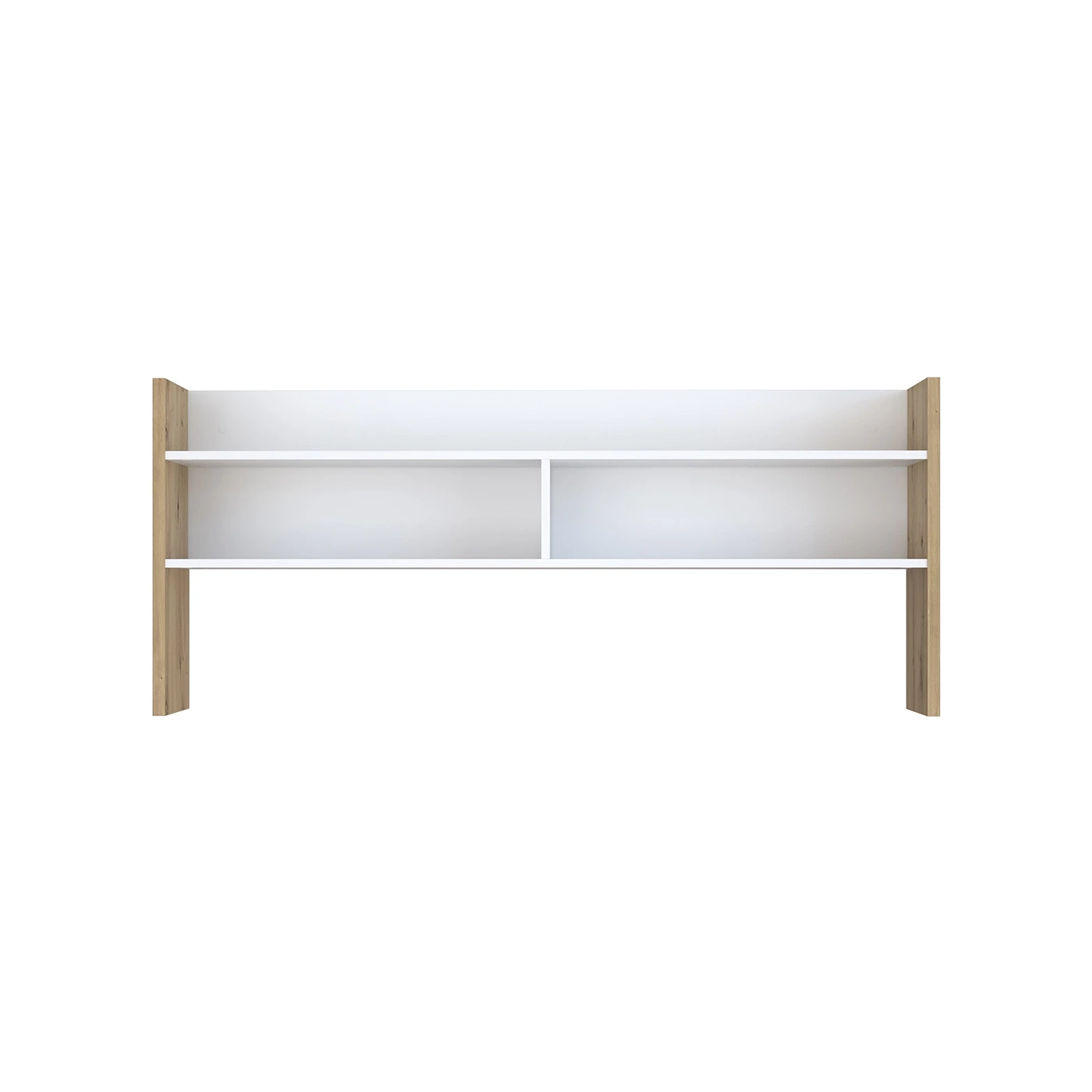 Scrivania con sopralzo, 140x52x132 h cm, Bianco e Rovere Artisan