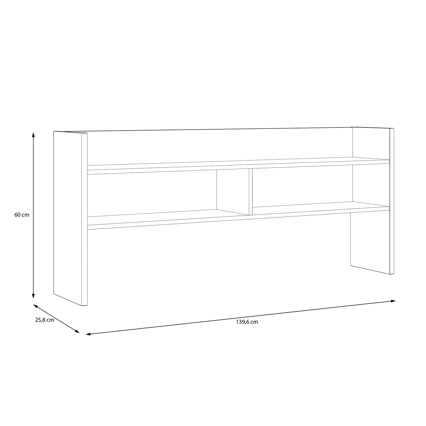 Scrivania con sopralzo, 140x52x132 h cm, Bianco e Rovere Artisan