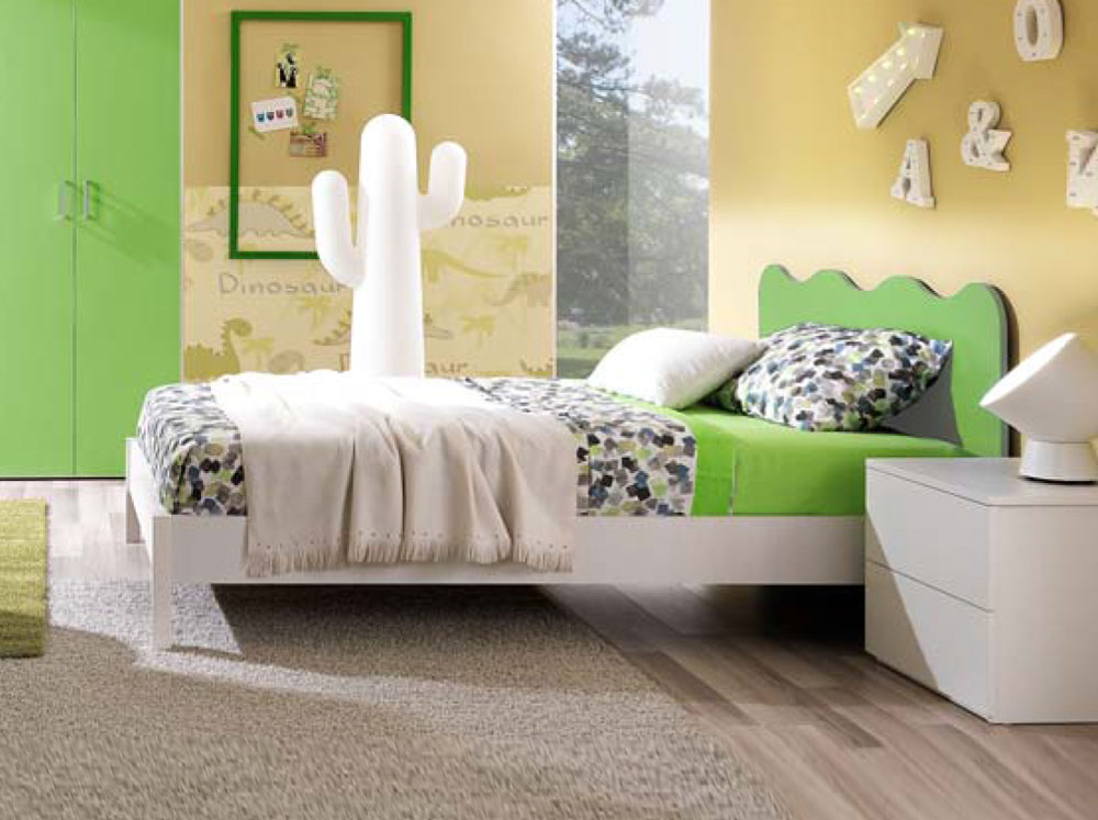 Letto una piazza e mezza linea onda, verde prato