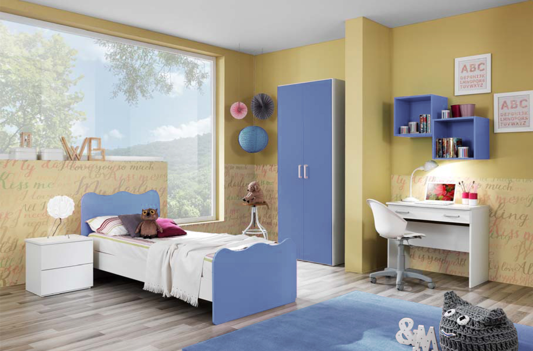 Cameretta completa Blu con letto singolo