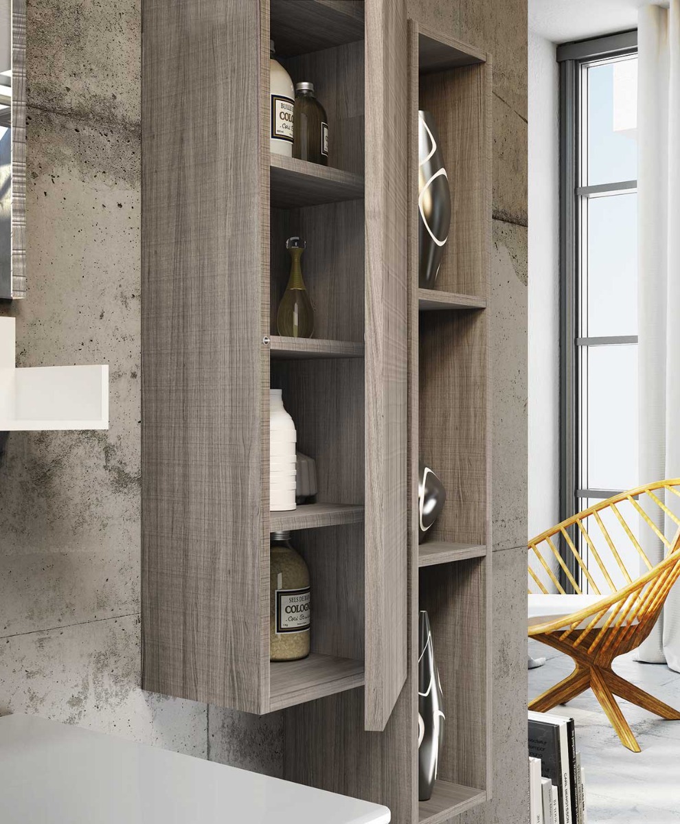 Mobile da bagno 2 cassetti sospeso, finitura Bianco opaco