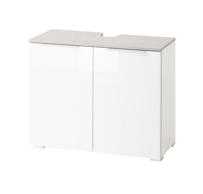 Bagno mobili moderni in finitura Bianco Laccato e top Grigio Cemento